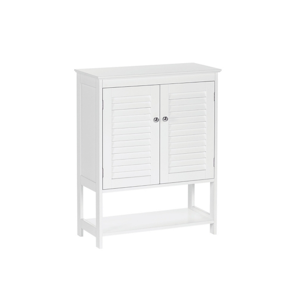 White Slatted Bathroom Storage with Shelf Kirklands Home