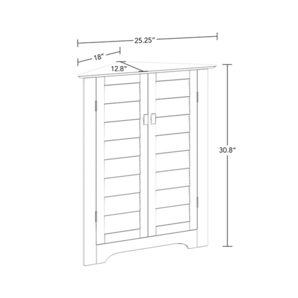 White Shutter Two Door Corner Storage Cabinet