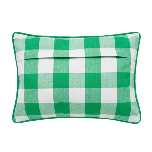 Green Luck Clovers Plaid Pillow