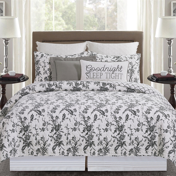 Bleighton Black Floral 3-pc. Full/Queen Quilt Set | Kirklands Home