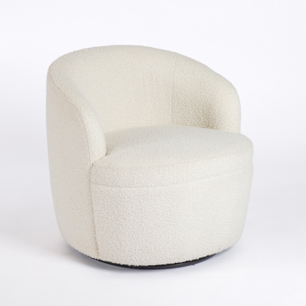 Small Round Cream Boucle Swivel Accent Chair Kirklands Home