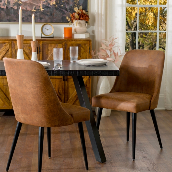 Brown Wyatt Faux Leather Dining Chair