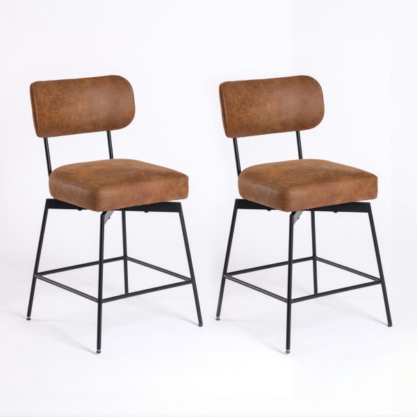 Brown Wyatt Swivel Counter Stools, Set of 2