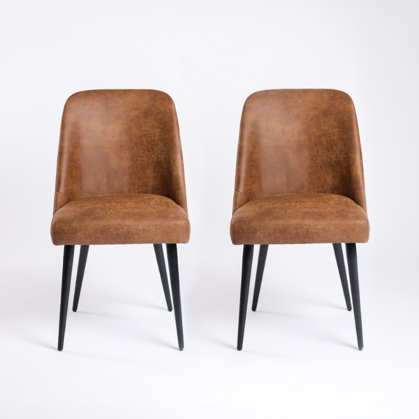 Brown Wyatt Faux Leather Dining Chairs, Set of 2