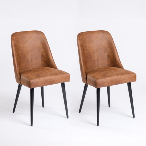 Brown Wyatt Faux Leather Dining Chairs Set of 2