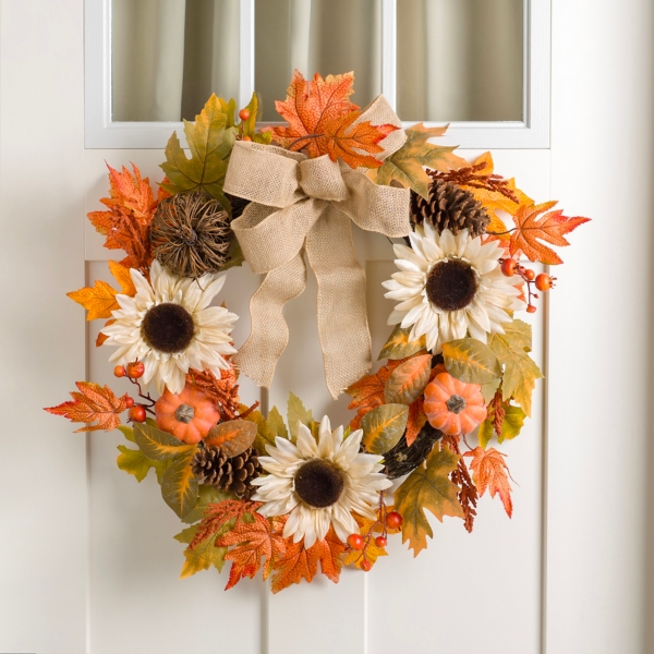 Sunflower Rattan Pumpkin Wreath