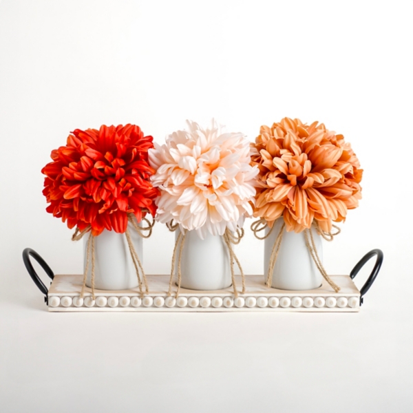 Mum Arrangement on Beaded Tray