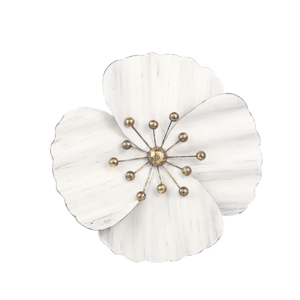 White and Gold Metal Flower Wall Plaque Kirklands Home