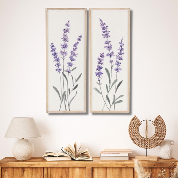 Flowering Lavender Framed Canvas Prints, Set of 2