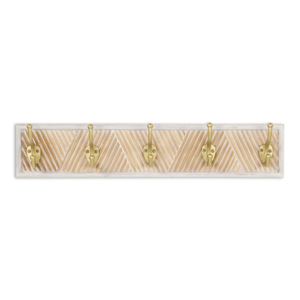 Gold Hooks Wood Wall Coat Rack | Kirklands Home