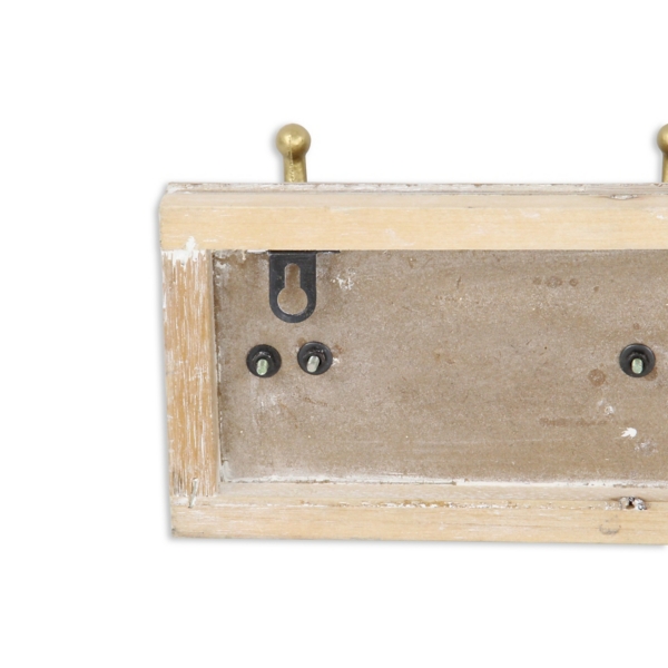 Gold Hooks Wood Wall Coat Rack