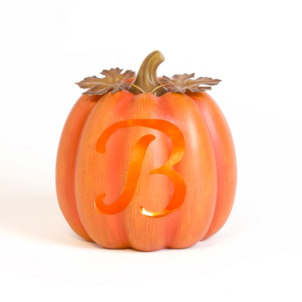 Pre-Lit Monogram B Pumpkin Statue