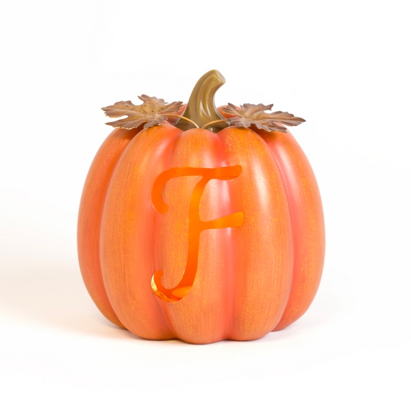 Pre-Lit Monogram F Pumpkin Statue