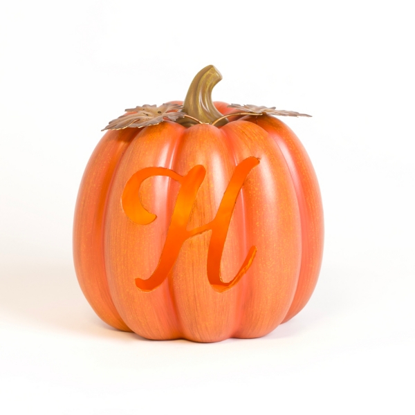 Pre-Lit Monogram H Pumpkin Statue