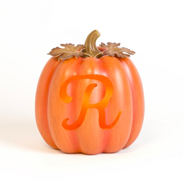 Pre-Lit Monogram R Pumpkin Statue