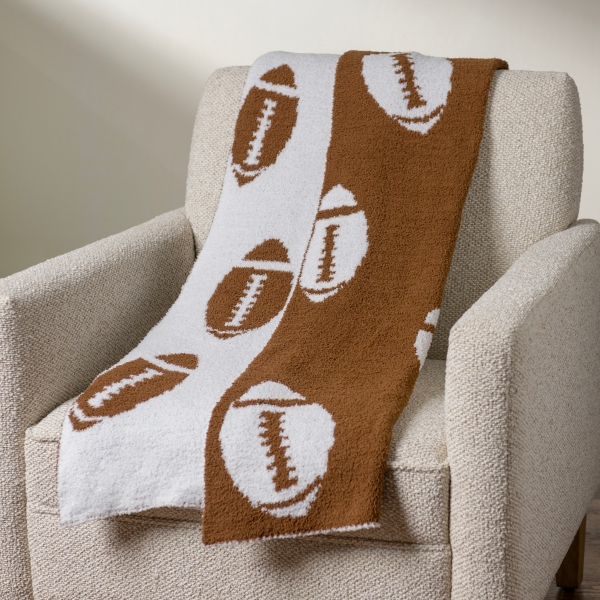 White and Brown Football Cloud Throw Kirklands Home