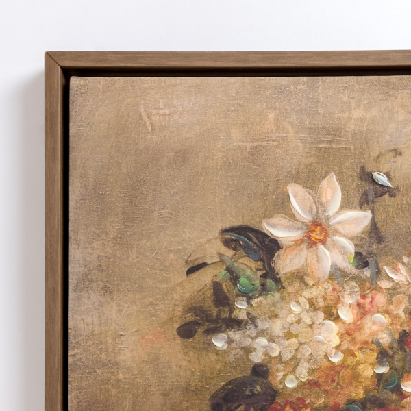 Pumpkins and Mixed Florals Framed Canvas Art Print