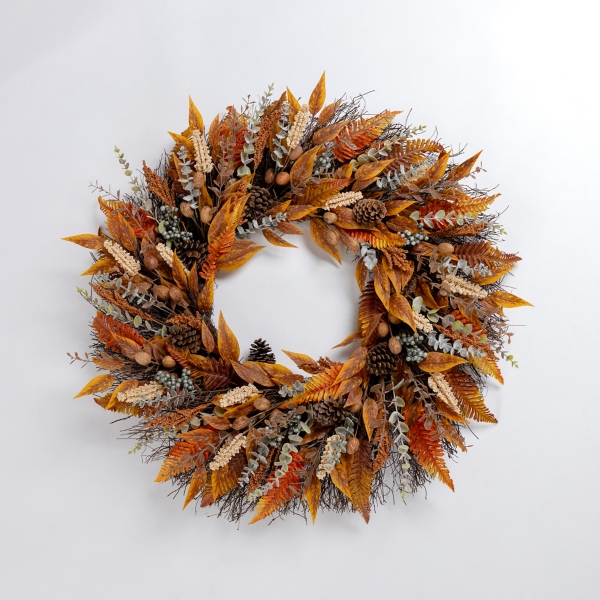 Fall Foliage and Navy Berry Wreath