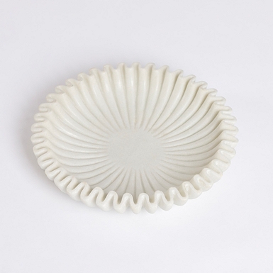White Marble Scalloped Decorative Bowl White Marble Scalloped Decorative Bowl