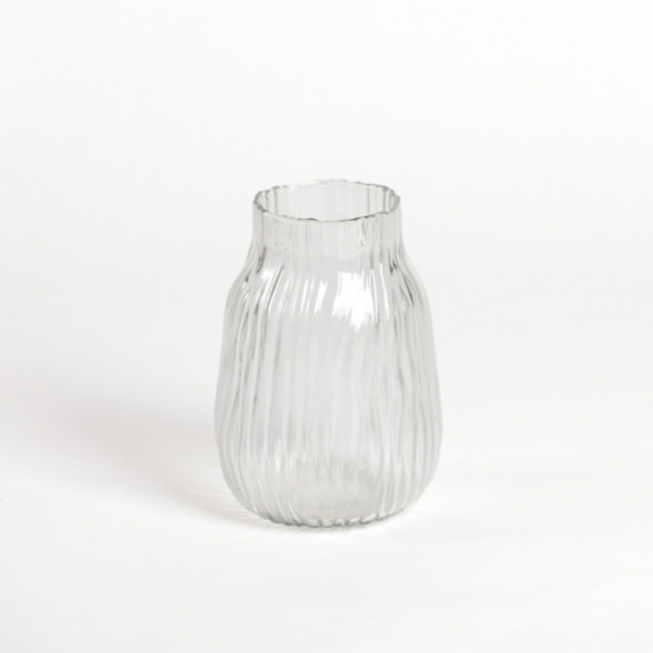 Clear Glass Wavy Ribbed Vase, 7.85 in. | Kirklands Home