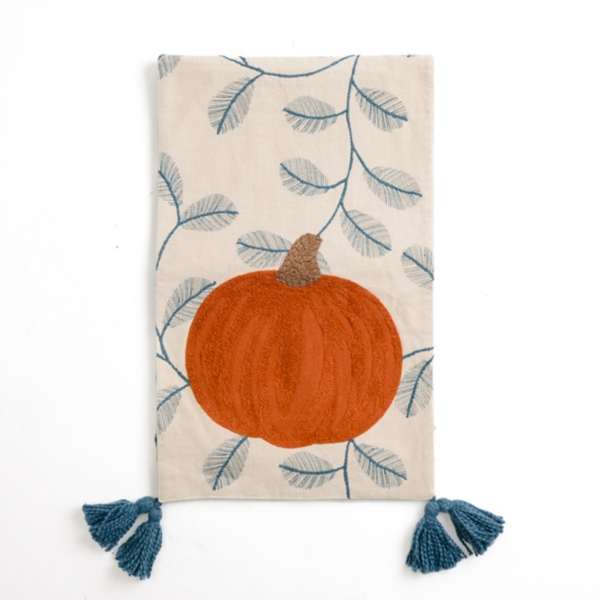 Blue Foliage and Pumpkin Table Runner Kirklands Home