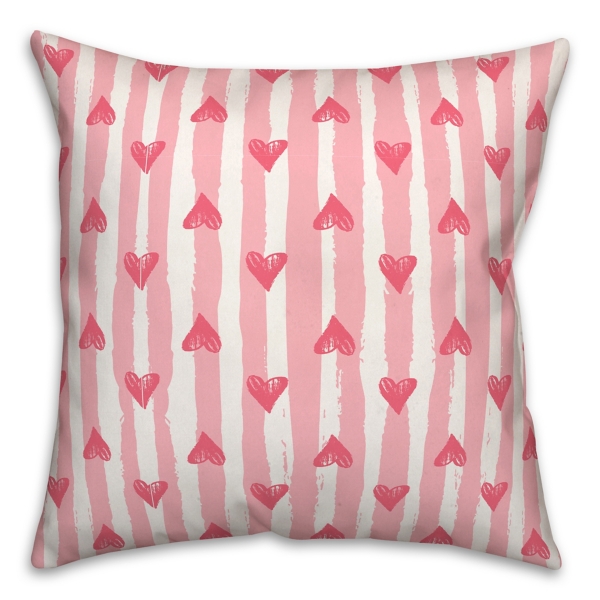 Striped Hearts Throw Pillow