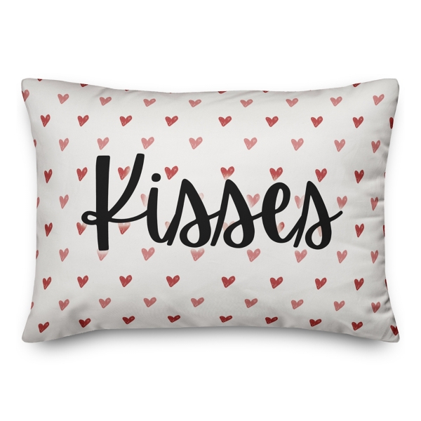 White Kisses & Hugs Hearts Lumbar Pillow
