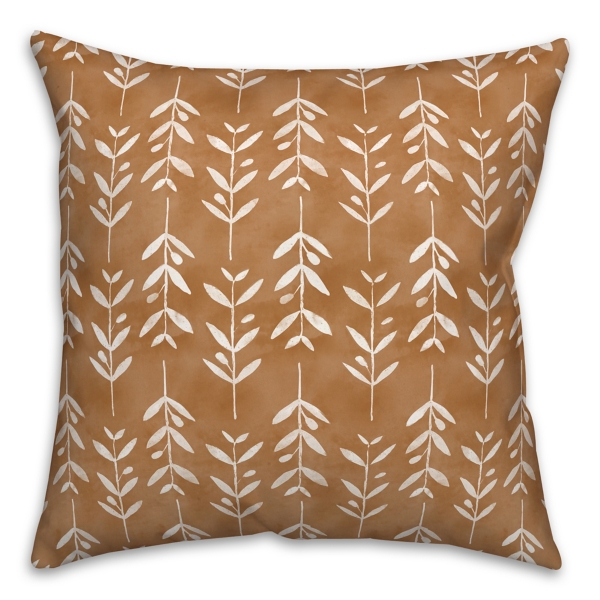 Copper & White Flowers Indoor/Outdoor Pillow