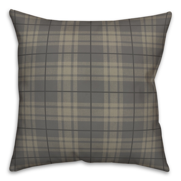 Dark Gray Plaid Indoor/Outdoor Pillow Kirklands Home