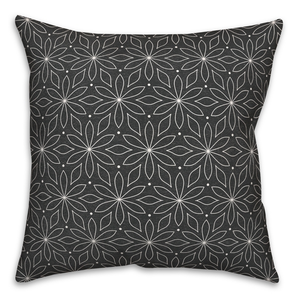 Black & White Floral Indoor/Outdoor Pillow