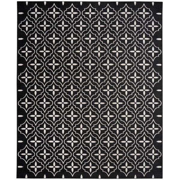 Black & Ivory Quatrefoil Indoor/Outdoor Rug, 5x7 Kirklands Home