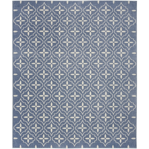 Blue & Ivory Quatrefoil Indoor/Outdoor Rug, 8x10 | Kirklands Home