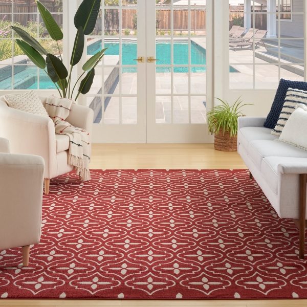 Brick & Ivory Quatrefoil Indoor/Outdoor Rug, 8x10