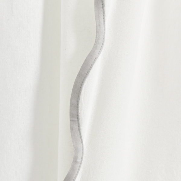 White and Gray Scalloped Curtain Panel Set, 84 in.