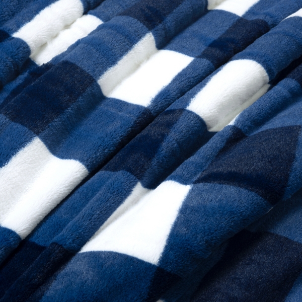 Navy Plaid Faux Fur 3-pc. King Comforter Set
