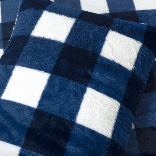 Navy Plaid Faux Fur 3-pc. Full/Queen Comforter Set