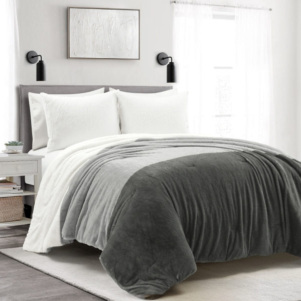 Gray Color Block 3-pc. Full/Queen Comforter Set