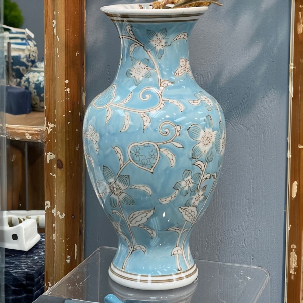 Light Blue Chinoiserie Vase