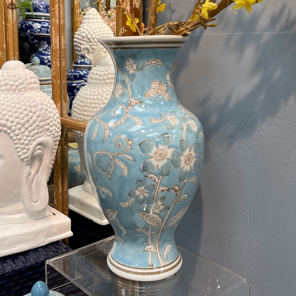 Light Blue Chinoiserie Vase