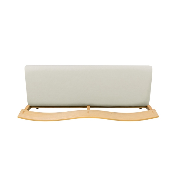 Natural Wood Cream Upholstered Bench