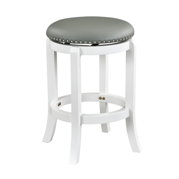 White and Gray Backless Swivel Counter Stool Kirklands Home