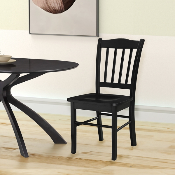 Black Shaker Wood Dining Chairs, Set of 2