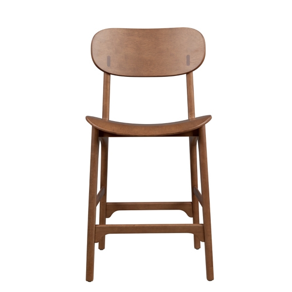 Light Brown Mid-Century Modern Counter Stool