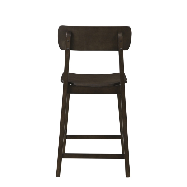 Dark Brown Wood Open Back Counter Stool