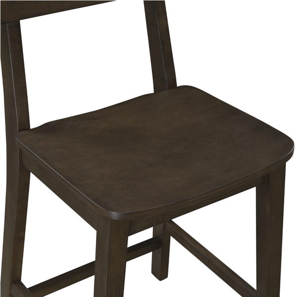 Dark Brown Wood Open Back Counter Stool