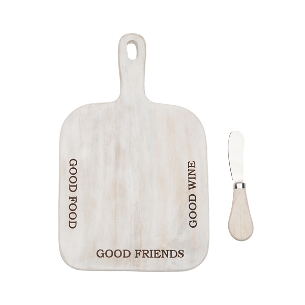 Wood Good Friends Cutting Board with Spreader Kirklands Home