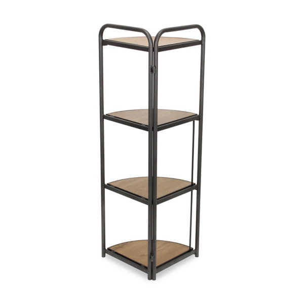 Black 4-Tier Foldable Corner Shelf