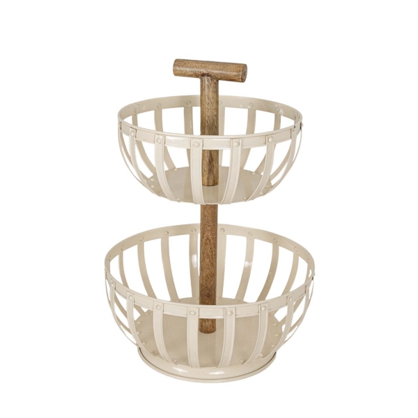 White Metal 2-Tier Kitchen Basket