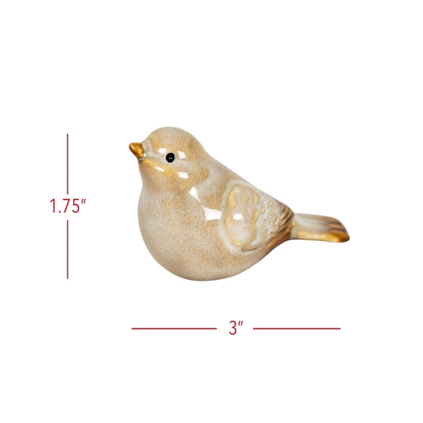 Tan Porcelain Bird Figurines, Set of 4
