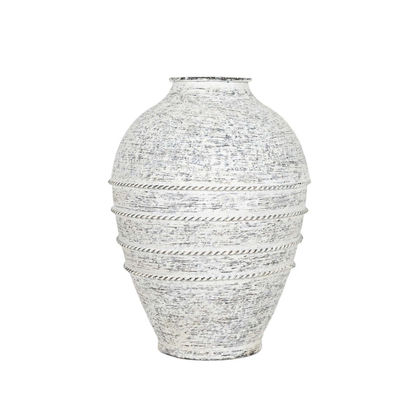 White Braided Stripe Metal Vase